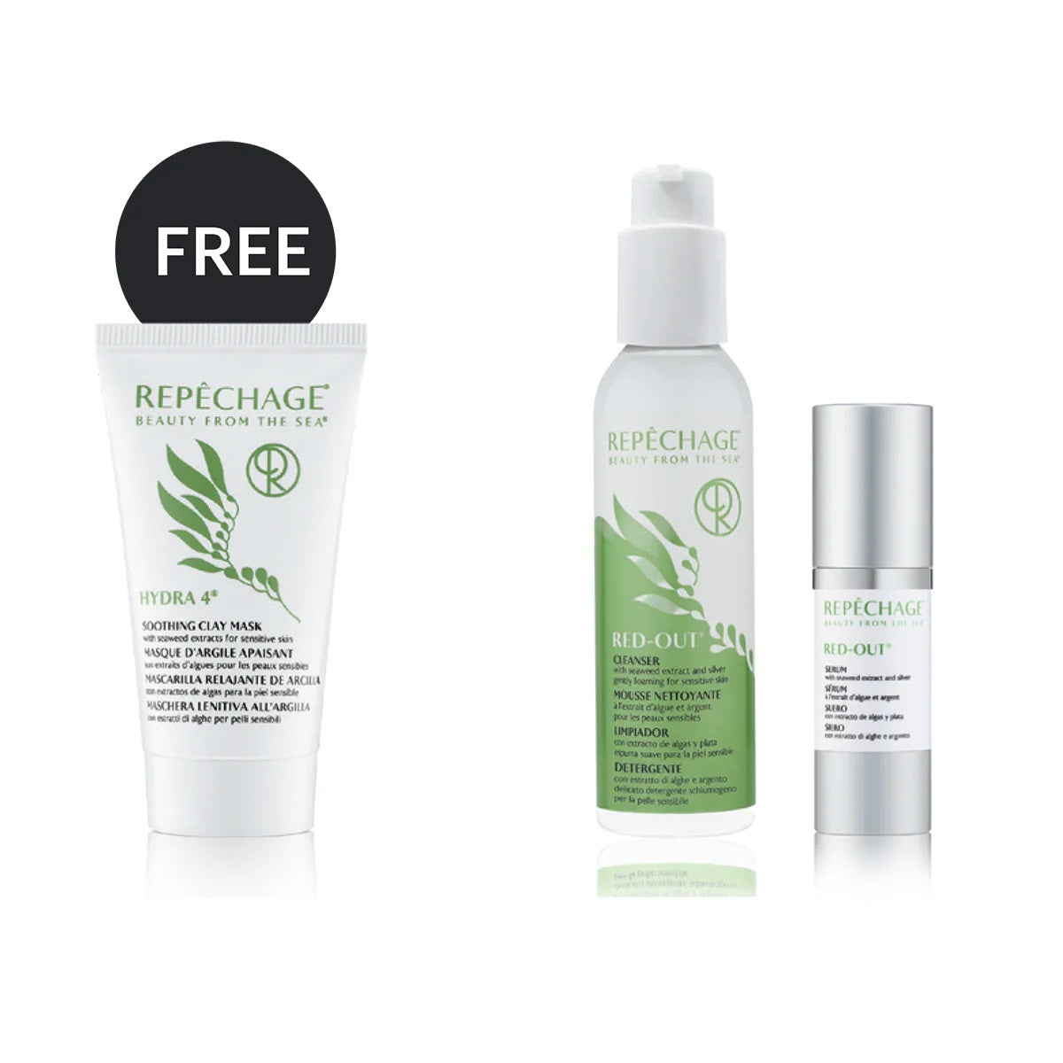 Free Hydra 4®  Shooting Clay Mask with a purchase of Red Out Cleanser and Red-Out Serum