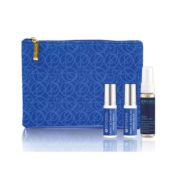 Triple Action Lift Peptide Travel Set with Signature Logo Cosmetic Bag